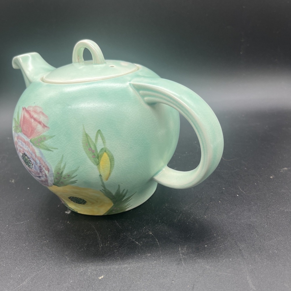 Vintage E Radford Pottery Hand Painted Floral Teapot England Art Deco Shape 340 - Picture 13 of 16